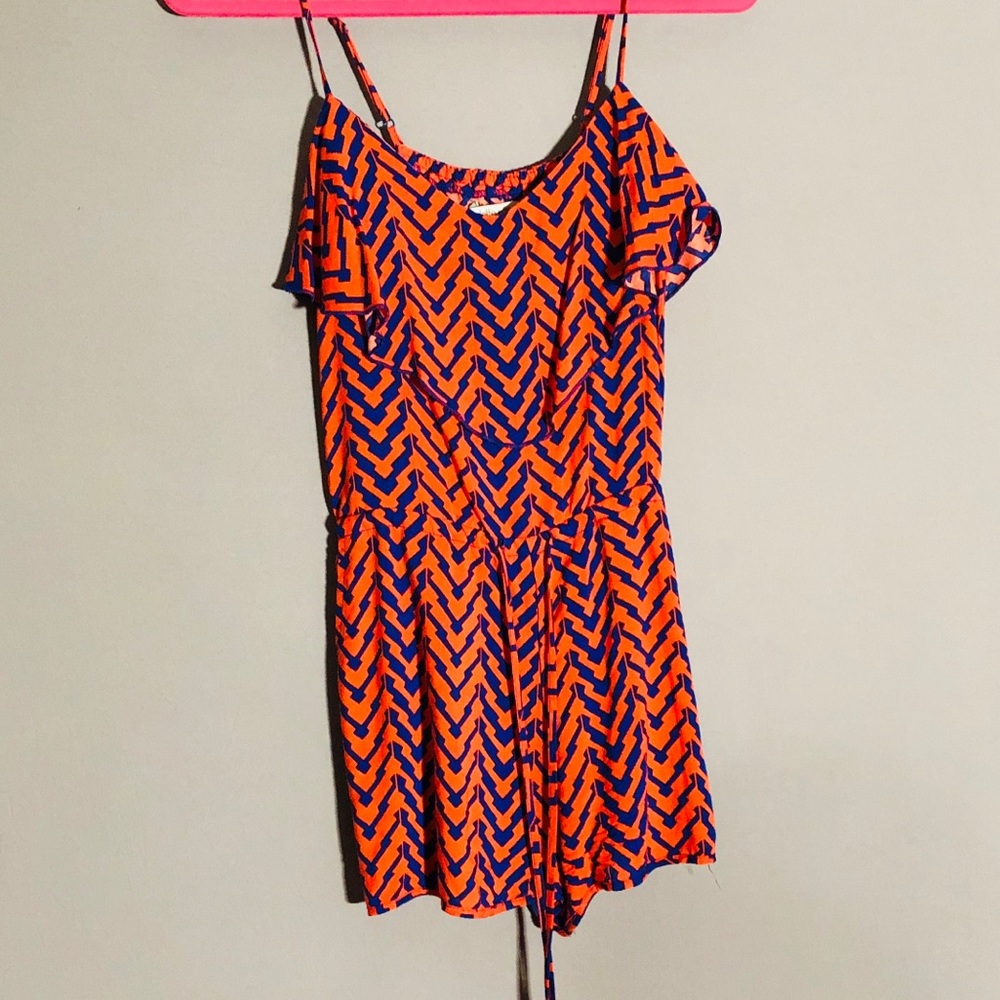 Romper. Orange and Blue